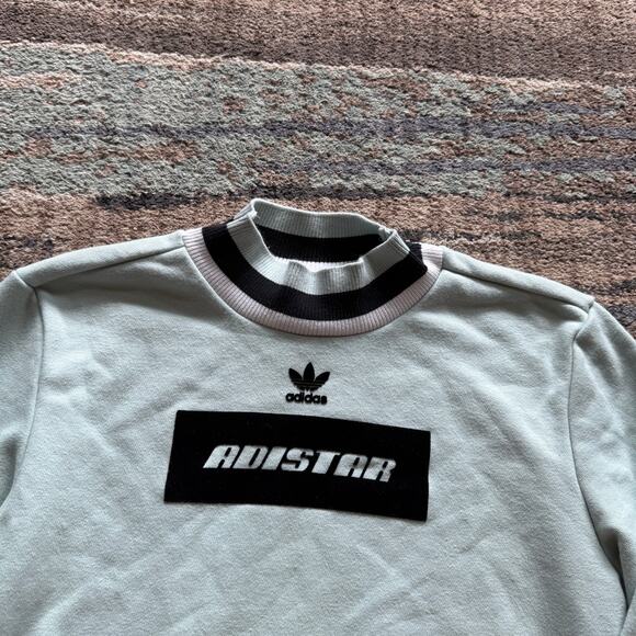 Women's Adidas Adistar Mint Green Mock Neck Pullover Sweater Sweatshirt Medium - Picture 4 of 4